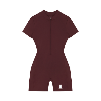 Women's Quarter-Zip Short Sleeve Romper